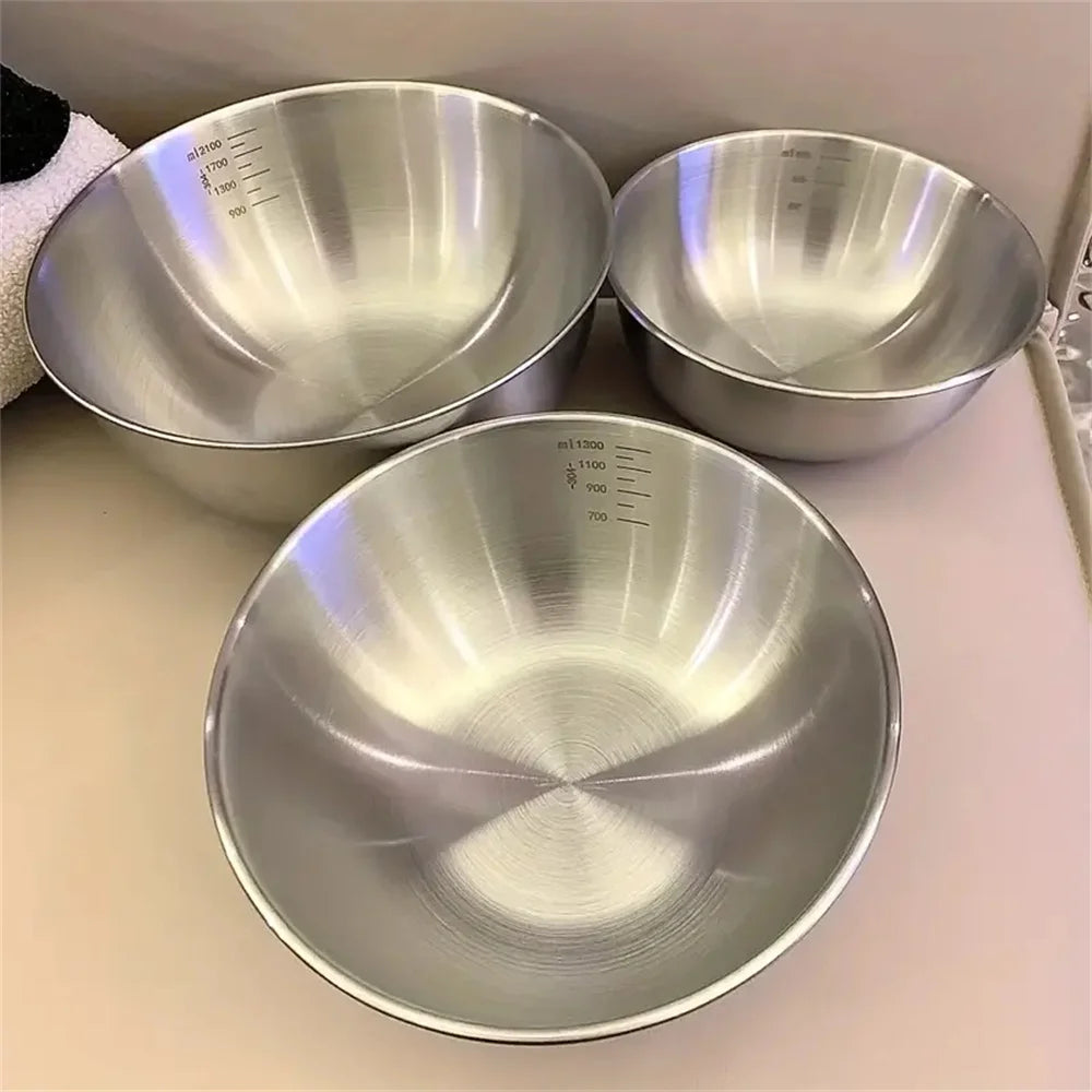 Stainless Steel Mixing Bowl Set with Measurement Scale – Non-Slip, Prep & Baking Bowls (1–3 Piece Options)