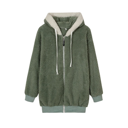 Women’s Ultra-Soft Plush Sherpa Fleece Hooded Zip Coat with Pockets
