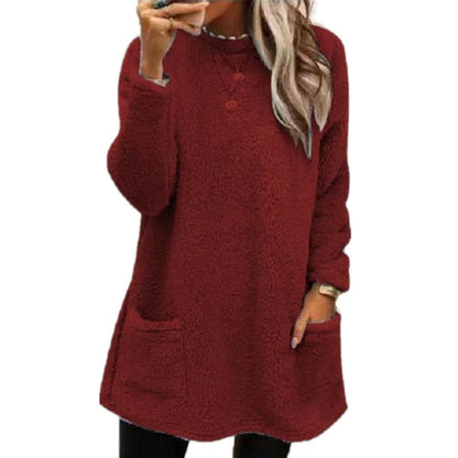 Women’s Warm Fleece Hoodie Top – Cozy Soft Long Sleeve Fuzzy Pullover