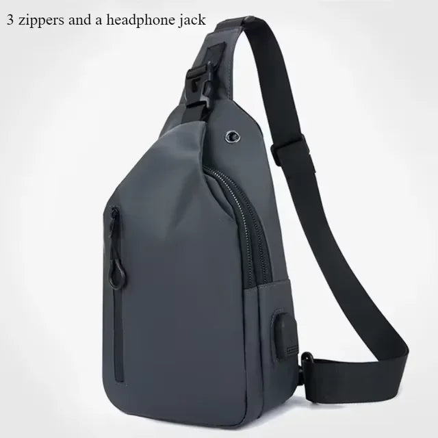 Men’s Anti-Theft USB Sling Bag – Waterproof Crossbody Chest Pack With Lock & USB Charging Port