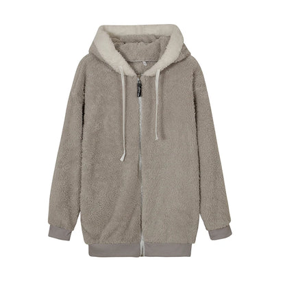 Women’s Ultra-Soft Plush Sherpa Fleece Hooded Zip Coat with Pockets