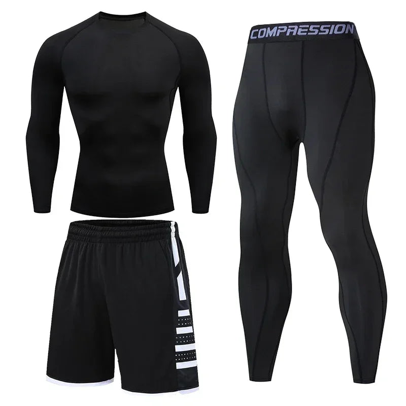 Men’s Compression Training Set – 3-Piece Running, Workout & Fitness Tracksuit