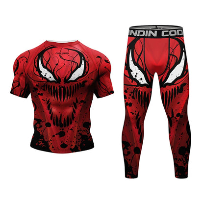 Men MMA Compression T-shirt Shorts Set Rashguard Jiu jitsu Set