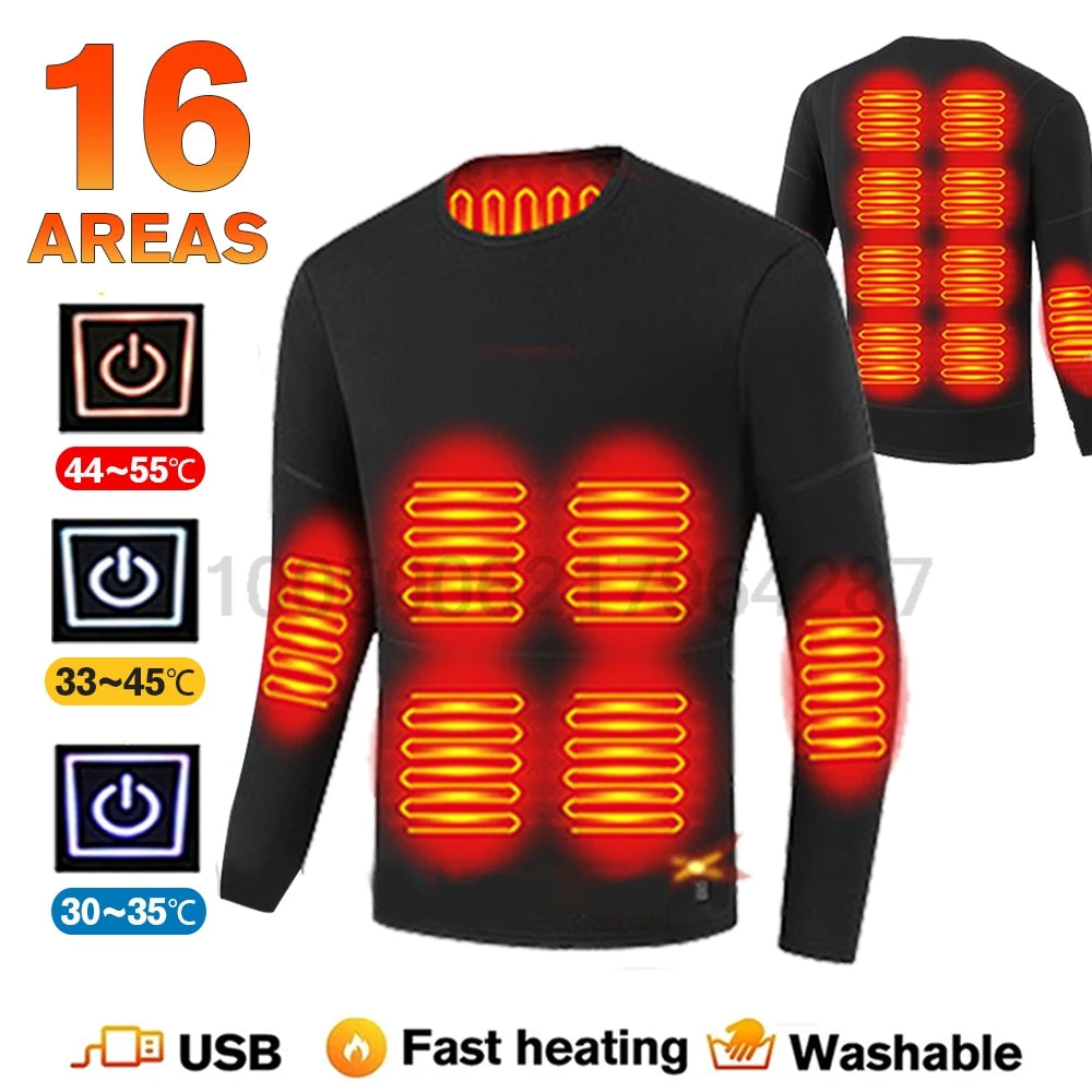 Men’s & Women’s USB Heated Thermal Underwear Set – Electric Heating Shirt & Pants for Winter Sports, Work, Skiing & Cold Weather