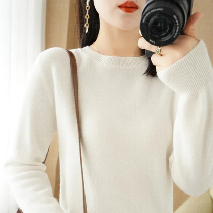 Women’s Soft Cashmere-Feel Knit Sweater – Crew Neck Long Sleeve Warm Winter Pullover Top