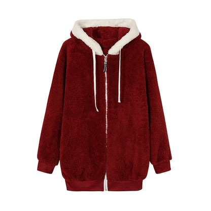 Women’s Ultra-Soft Plush Sherpa Fleece Hooded Zip Coat with Pockets