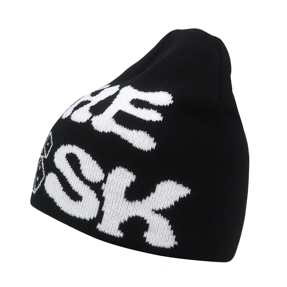 Graphic Knit Beanie for Adults – Warm Winter Streetwear with Bold Letter & Icon Designs