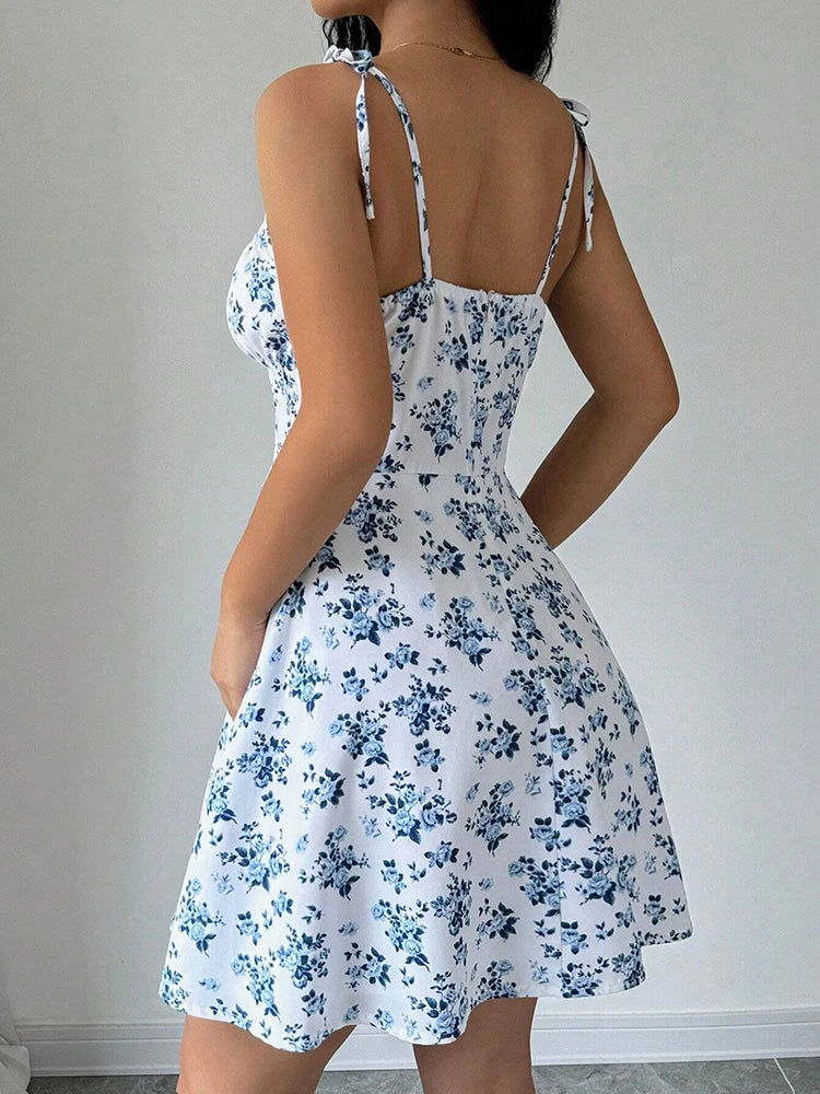 Summer Floral Spaghetti Strap Beach Sundress
