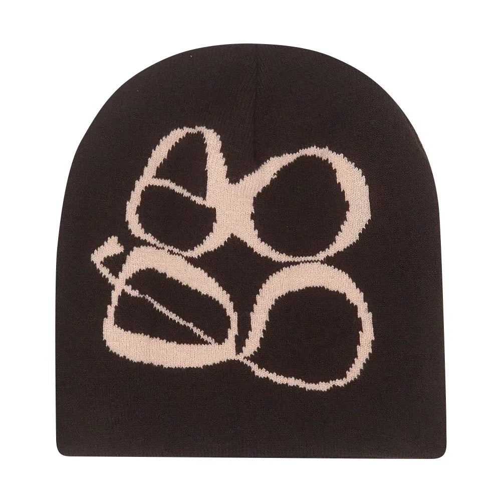 Graphic Knit Beanie for Adults – Warm Winter Streetwear with Bold Letter & Icon Designs