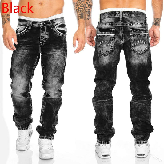Men’s Stretch Denim Ripped Jeans – Slim Fit Distressed Casual Streetwear