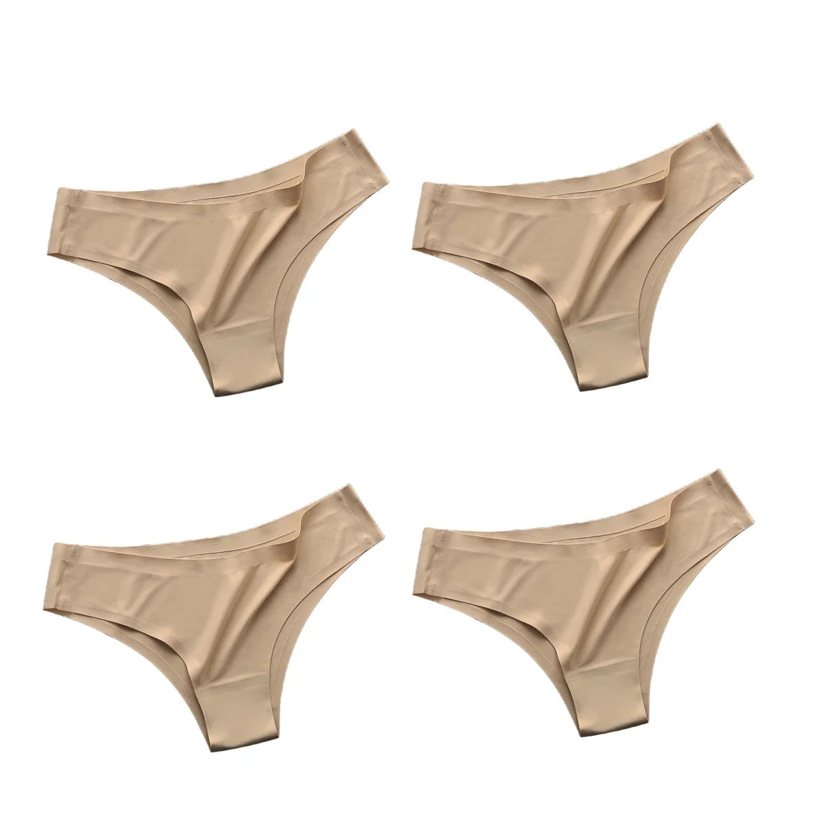 4-Pack Seamless Ice Silk Panties for Women – Ultra-Thin No-Show -Low-Waist Briefs