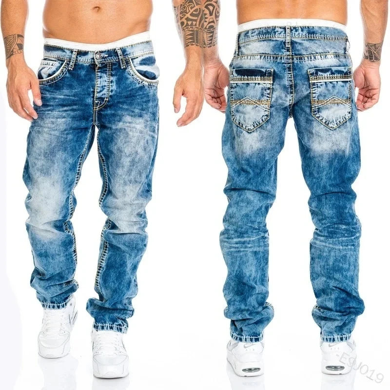 Men’s Stretch Denim Ripped Jeans – Slim Fit Distressed Casual Streetwear