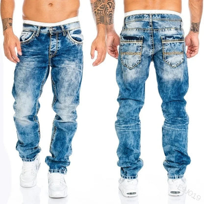 Men’s Stretch Denim Ripped Jeans – Slim Fit Distressed Casual Streetwear