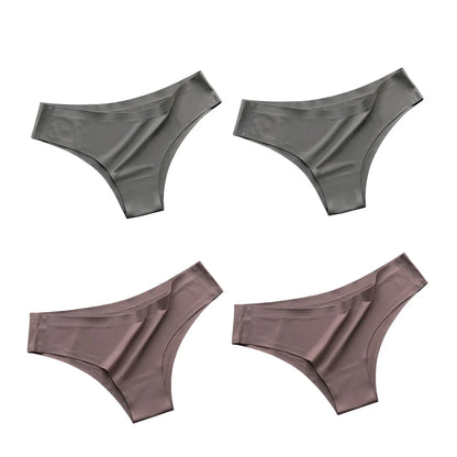 4-Pack Seamless Ice Silk Panties for Women – Ultra-Thin No-Show -Low-Waist Briefs