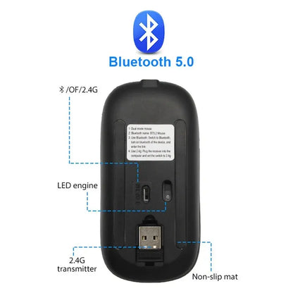 RGB Wireless Rechargeable Gaming Mouse – Bluetooth Connection, 3600 DPI Precision