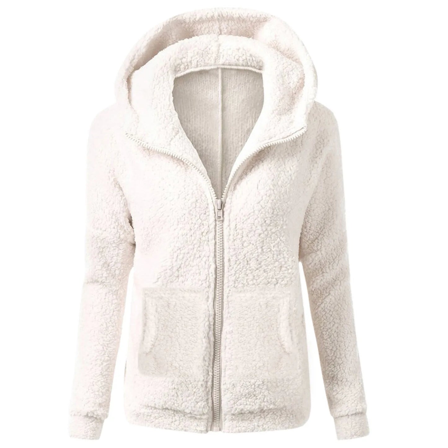 Women's Soft Plush Zip Up Hoodie - Warm Fleece Jacket with Hood & Pockets