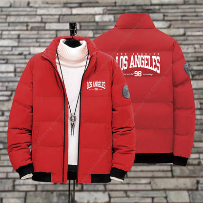 Men’s L.A Winter Puffer Jacket – Streetwear Bomber Style, Cold Outerwear