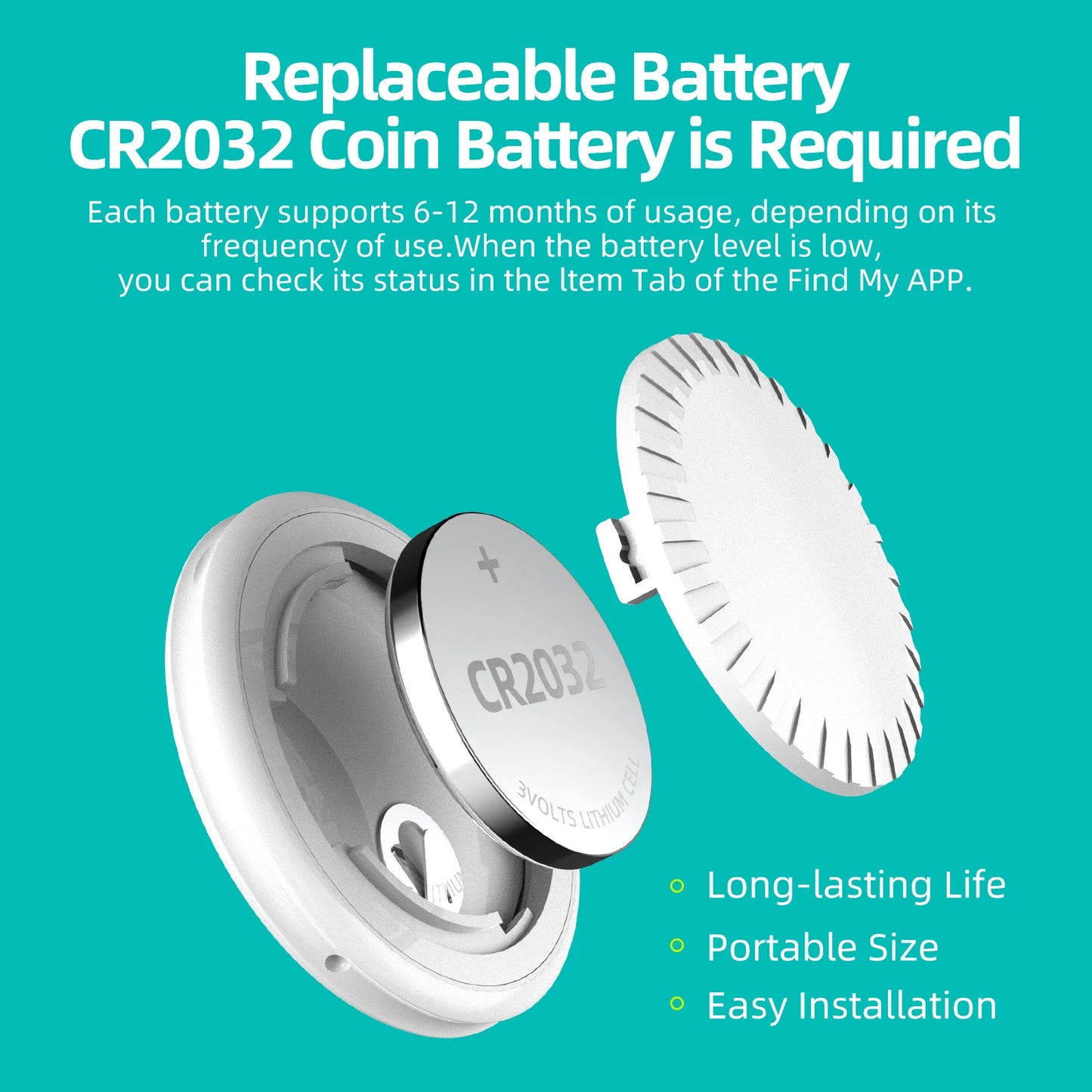 Apple Find My Compatible Smart Tracker – Mini Bluetooth Locator with Replaceable Battery