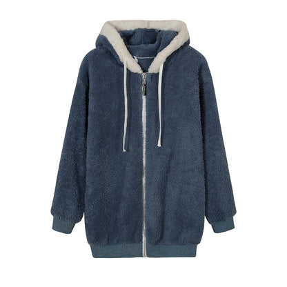 Women’s Ultra-Soft Plush Sherpa Fleece Hooded Zip Coat with Pockets