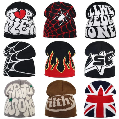 Graphic Knit Beanie for Adults – Warm Winter Streetwear with Bold Letter & Icon Designs