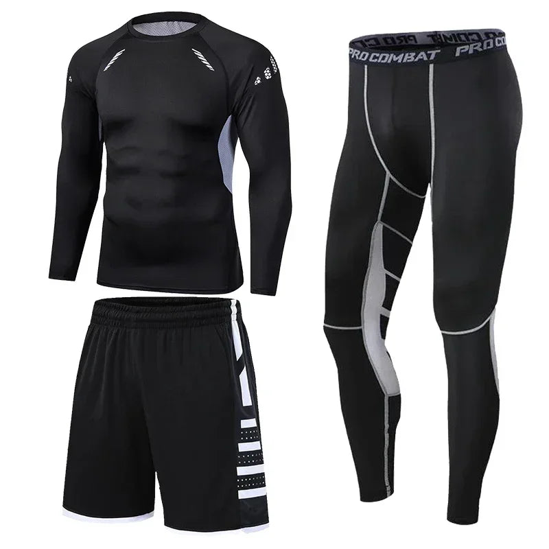 Men’s Compression Training Set – 3-Piece Running, Workout & Fitness Tracksuit