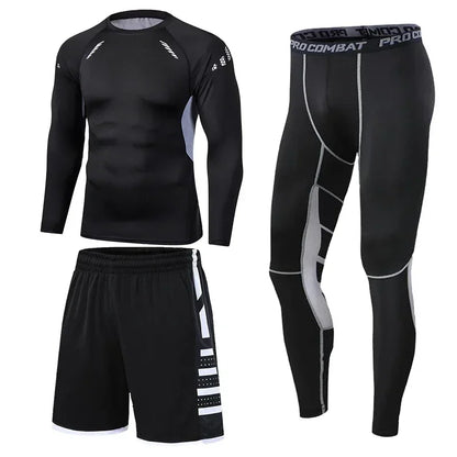 Men’s Compression Training Set – 3-Piece Running, Workout & Fitness Tracksuit