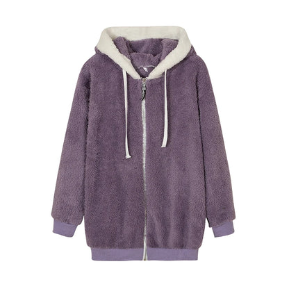 Women’s Ultra-Soft Plush Sherpa Fleece Hooded Zip Coat with Pockets