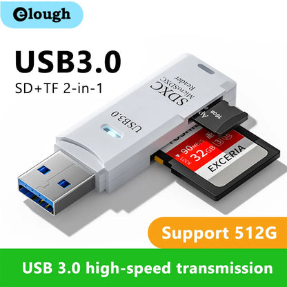 2-in-1 USB 3.0 SD & Micro SD Card Reader – High-Speed Plug-and-Play Adapter