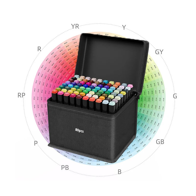 Dual Tip Art Marker Set (12–168 Colors) – Professional Brush & Chisel Markers