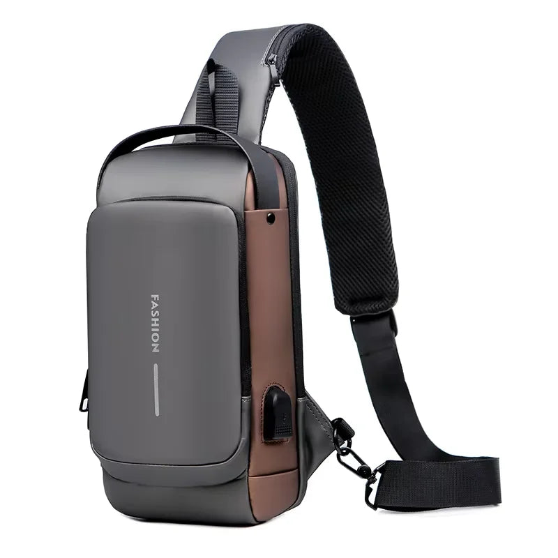 Men’s Anti-Theft USB Sling Bag – Waterproof Crossbody Chest Pack With Lock & USB Charging Port