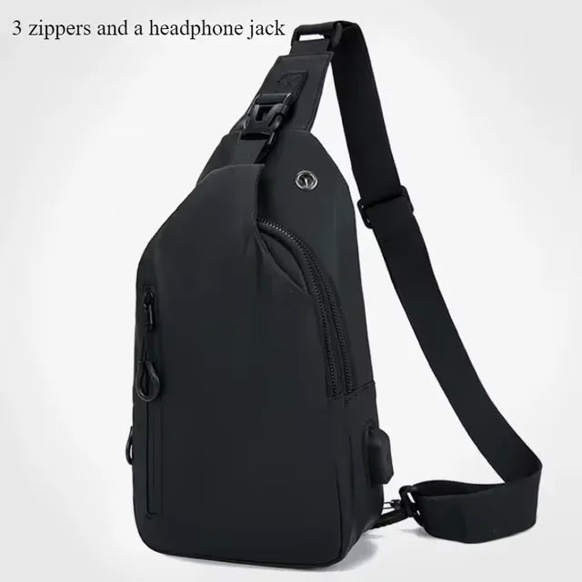 Men’s Anti-Theft USB Sling Bag – Waterproof Crossbody Chest Pack With Lock & USB Charging Port