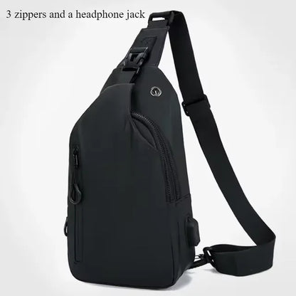 Men’s Anti-Theft USB Sling Bag – Waterproof Crossbody Chest Pack With Lock & USB Charging Port