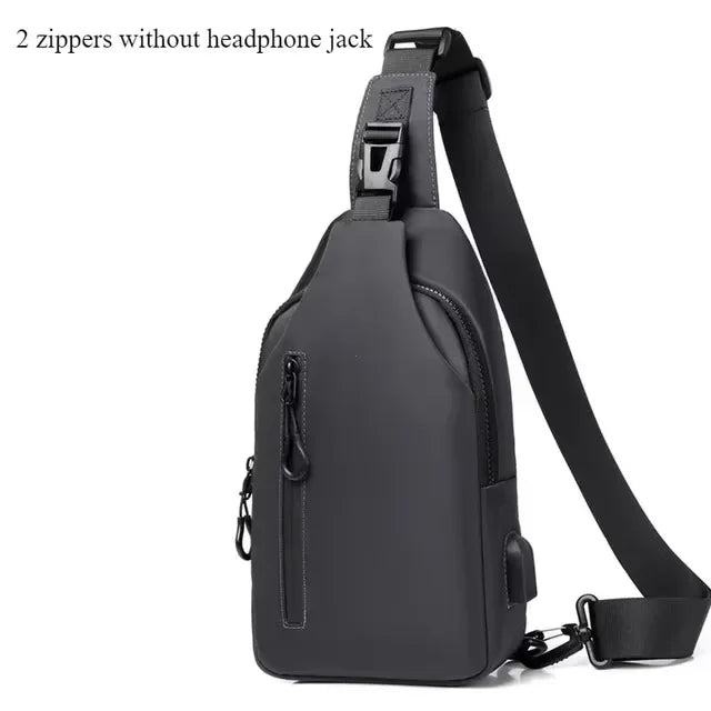 Men’s Anti-Theft USB Sling Bag – Waterproof Crossbody Chest Pack With Lock & USB Charging Port