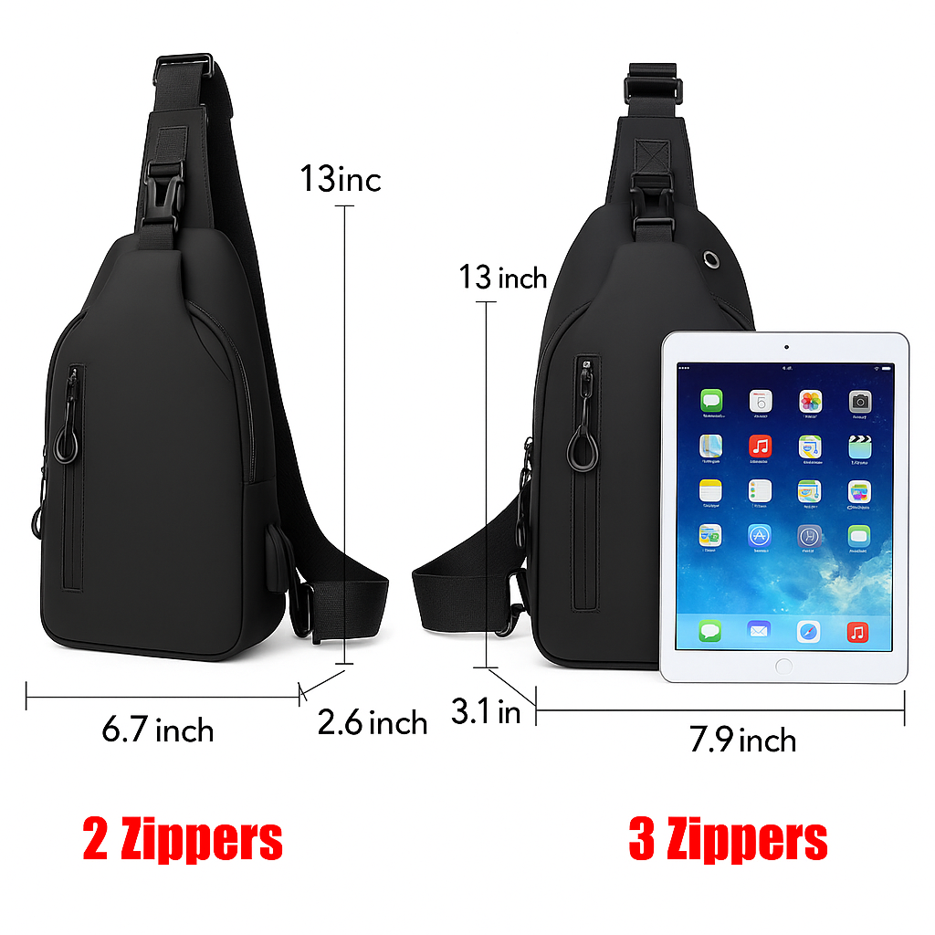Men’s Waterproof USB-Charging Crossbody Sling Bag